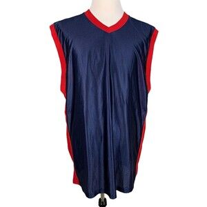 NBA Sleeveless Jersey Men XL Navy with Red Trim V-Neck Polyester